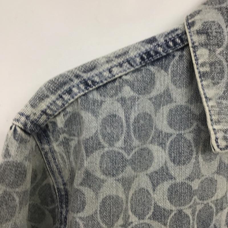 コーチ COACH ジャケット、上着 ジャケット、ブレザー C8787 シグネチャー デニム ジャケット ロゴ、文字 水色 / ライトブルー / レディース USED 古着 中古 10154832