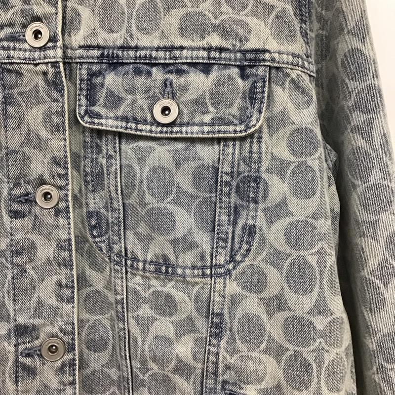 コーチ COACH ジャケット、上着 ジャケット、ブレザー C8787 シグネチャー デニム ジャケット ロゴ、文字 水色 / ライトブルー / レディース USED 古着 中古 10154832