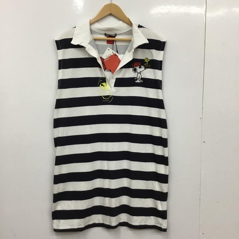 ザラ ZARA ワンピース ミニスカート PEANUTS タグ付 L ボーダー柄 白 / ホワイト / white X 黒 / ブラック / black レディース USED 古着 中古 10154836