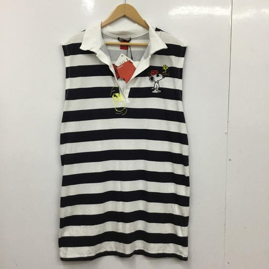 ザラ ZARA ワンピース ミニスカート PEANUTS タグ付 L ボーダー柄 白 / ホワイト / white X 黒 / ブラック / black レディース USED 古着 中古 10154836