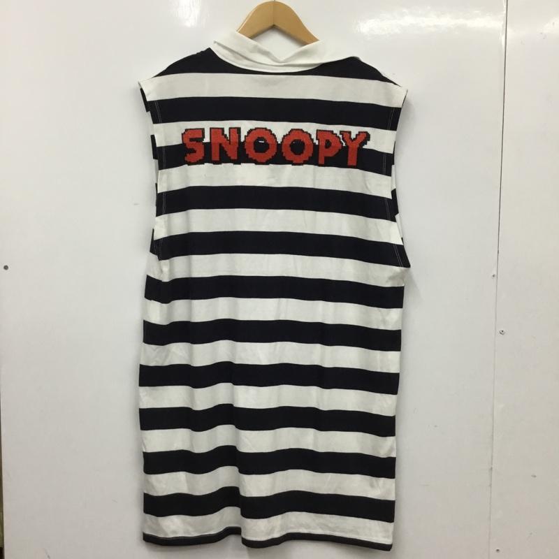 ザラ ZARA ワンピース ミニスカート PEANUTS タグ付 L ボーダー柄 白 / ホワイト / white X 黒 / ブラック / black レディース USED 古着 中古 10154836