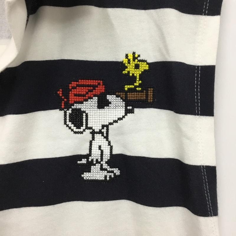 ザラ ZARA ワンピース ミニスカート PEANUTS タグ付 L ボーダー柄 白 / ホワイト / white X 黒 / ブラック / black レディース USED 古着 中古 10154836