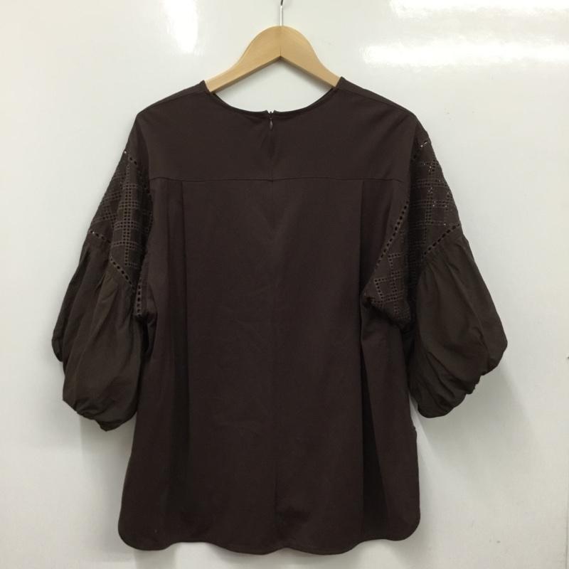 ビューティアンドユース BEAUTY&YOUTH カットソー 半袖 1612-137-5012 カットワーク バルーンスリーブカットソー -ウォッシャブル- 無地 茶 / ブラウン / brown レディース USED 古着 中古 10154837