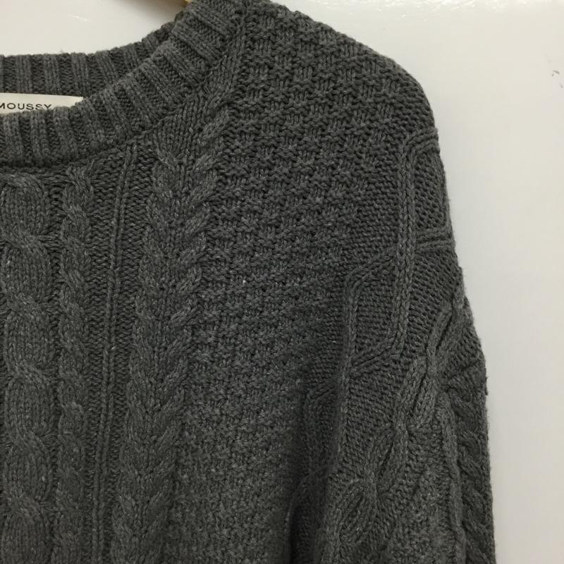マウジー MOUSSY ニット、セーター 長袖 010FAS70-5510 CABLE KNIT TOP FREE 無地 灰 / グレー / gray レディース USED 古着 中古 10154853