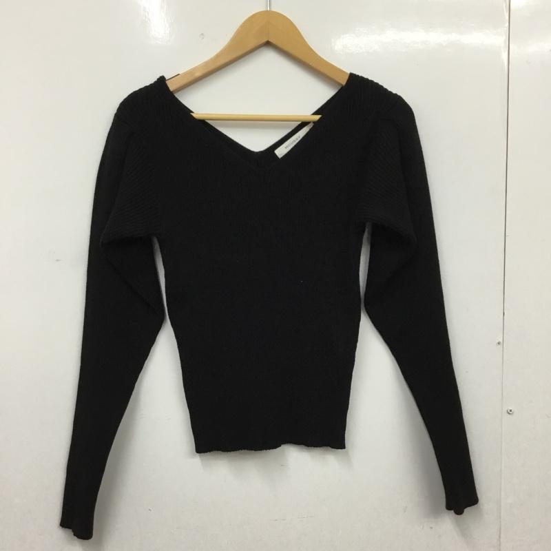 マウジー MOUSSY ニット、セーター 長袖 010FAS70-6910 VN BALOON SLEEVE RIB TOP FREE 無地 黒 / ブラック / black レディース USED 古着 中古 10154855