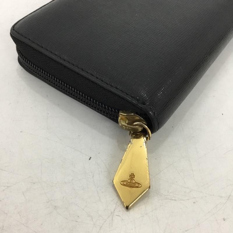 ヴィヴィアンウエストウッド Vivienne Westwood 財布 長財布 ラウンドファスナー ワンポイント 黒 / ブラック / black X 金 / ゴールド / gold color レディース USED 古着 中古 10154888
