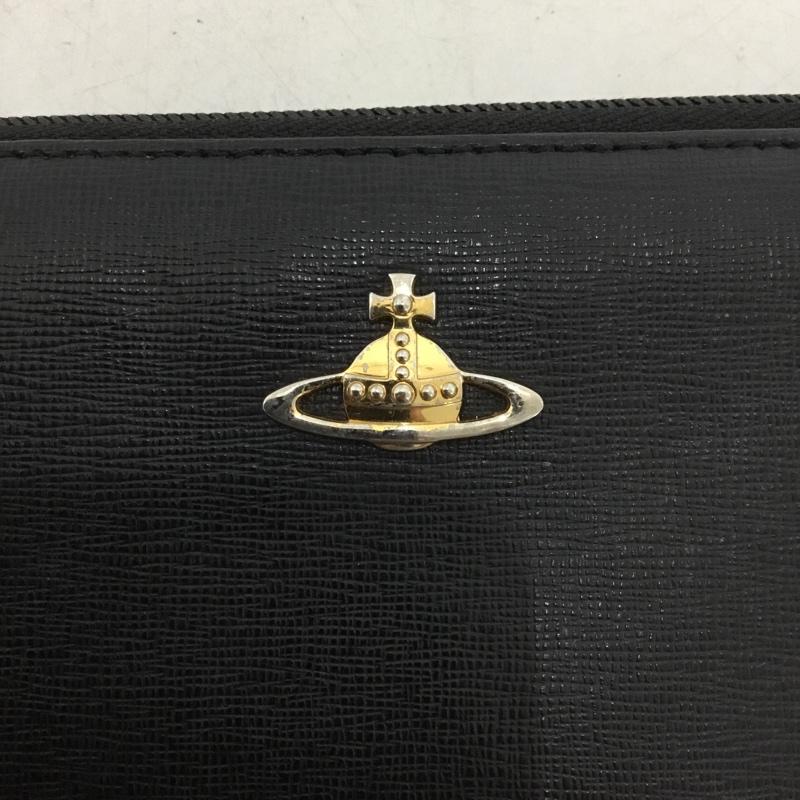 ヴィヴィアンウエストウッド Vivienne Westwood 財布 長財布 ラウンドファスナー ワンポイント 黒 / ブラック / black X 金 / ゴールド / gold color レディース USED 古着 中古 10154888