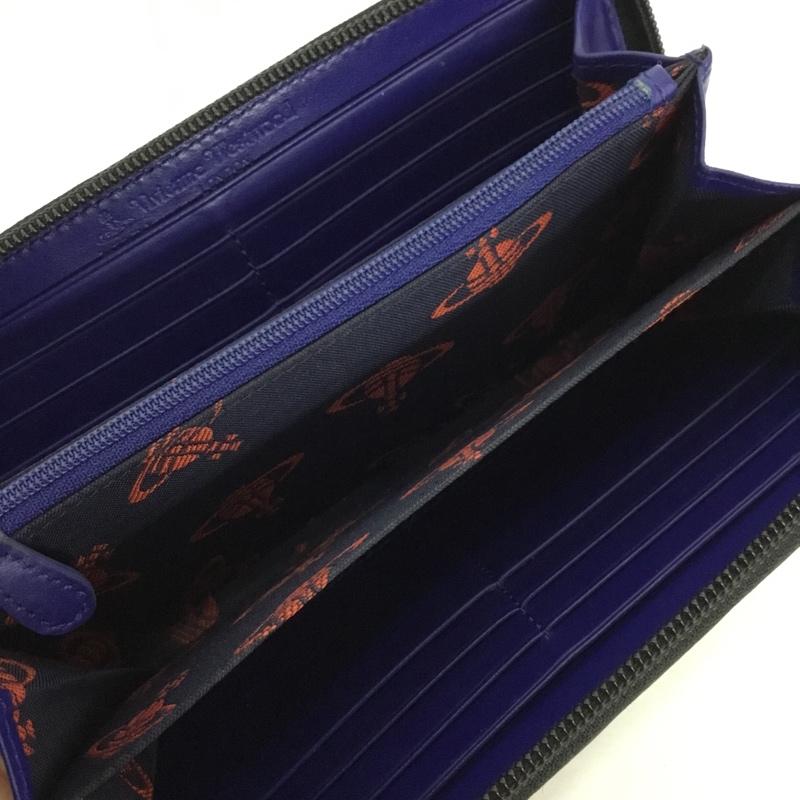 ヴィヴィアンウエストウッド Vivienne Westwood 財布 長財布 ラウンドファスナー ワンポイント 黒 / ブラック / black X 金 / ゴールド / gold color レディース USED 古着 中古 10154888