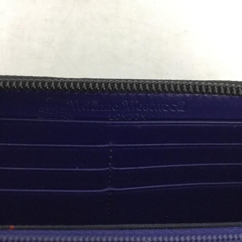 ヴィヴィアンウエストウッド Vivienne Westwood 財布 長財布 ラウンドファスナー ワンポイント 黒 / ブラック / black X 金 / ゴールド / gold color レディース USED 古着 中古 10154888