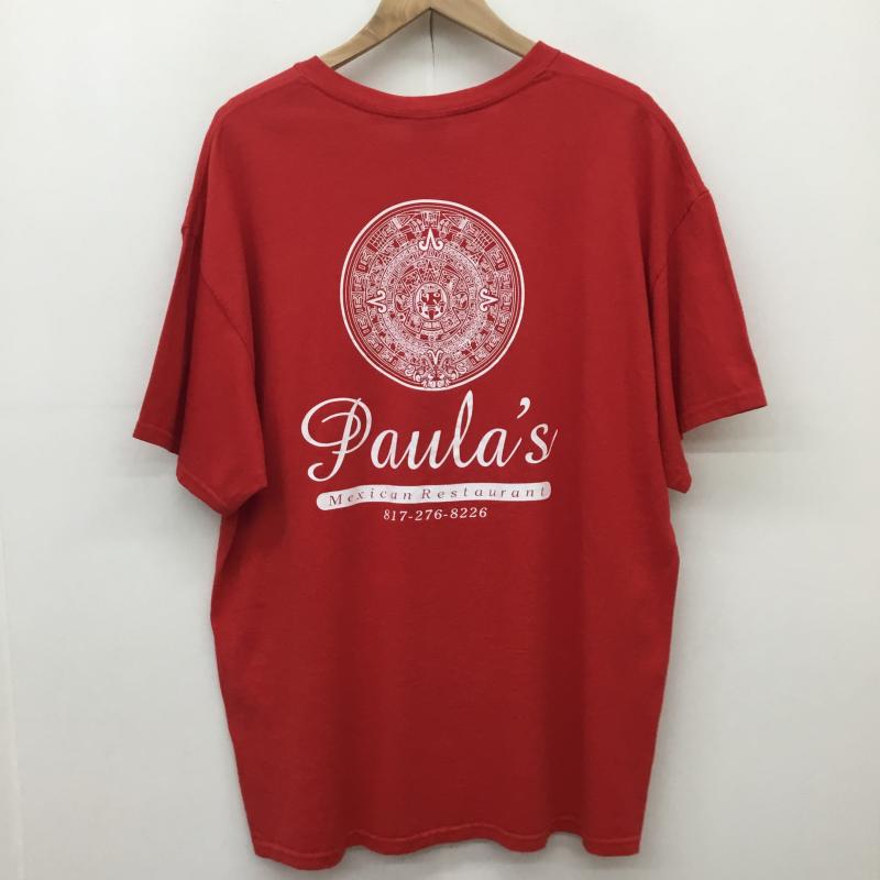 ギルダン GILDAN Tシャツ 半袖 GILDAN Paula`s Mexican Restaurant ロゴ Tシャツ 赤 XL ロゴ、文字 赤 / レッド / red メンズ USED 古着 中古 10154912