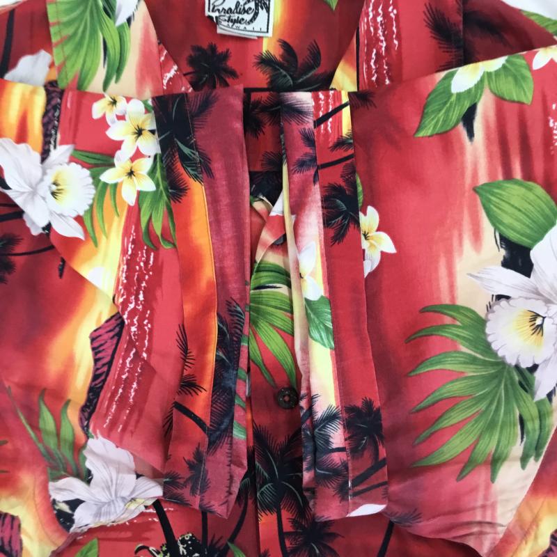 ユーズドクロージング used clothes シャツ、ブラウス 半袖 Paradise Style ハワイアンシャツ 赤 ２XL 4L 花柄 赤 / レッド / red メンズ USED 古着 中古 10154914