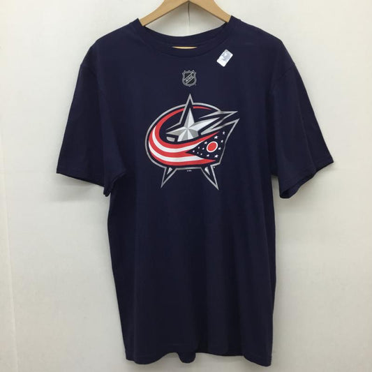 アディダス adidas Tシャツ 半袖 adidas Columbus Blue Jackets Adam PANARIN Tシャツ L ロゴ、文字 紺 / ネイビー / navy メンズ USED 古着 中古 10154923