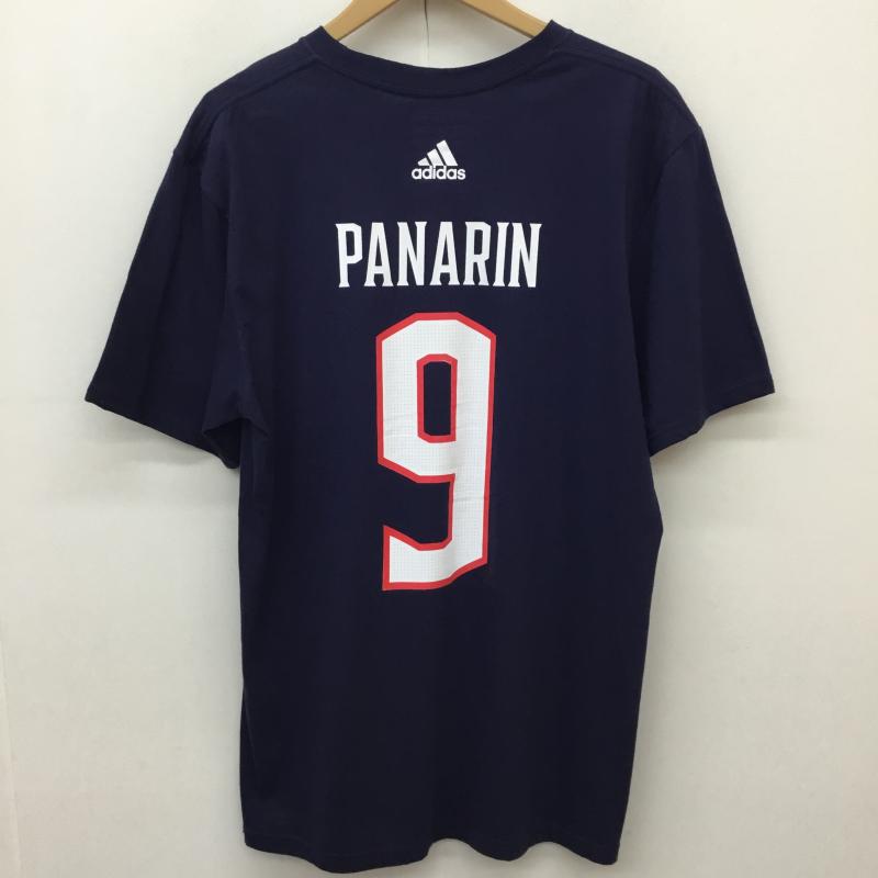 アディダス adidas Tシャツ 半袖 adidas Columbus Blue Jackets Adam PANARIN Tシャツ L ロゴ、文字 紺 / ネイビー / navy メンズ USED 古着 中古 10154923