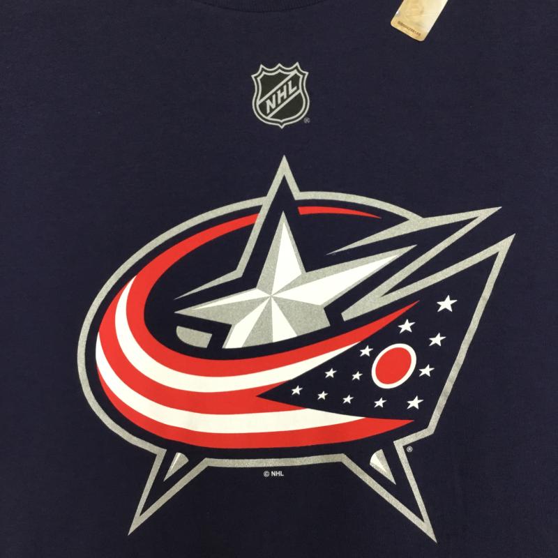 アディダス adidas Tシャツ 半袖 adidas Columbus Blue Jackets Adam PANARIN Tシャツ L ロゴ、文字 紺 / ネイビー / navy メンズ USED 古着 中古 10154923