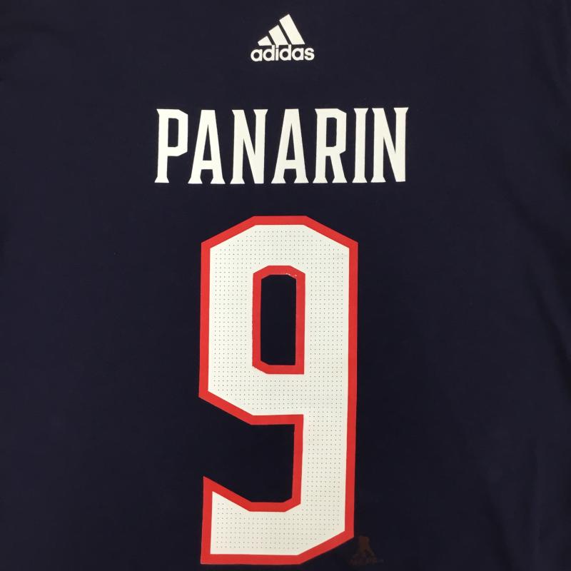アディダス adidas Tシャツ 半袖 adidas Columbus Blue Jackets Adam PANARIN Tシャツ L ロゴ、文字 紺 / ネイビー / navy メンズ USED 古着 中古 10154923