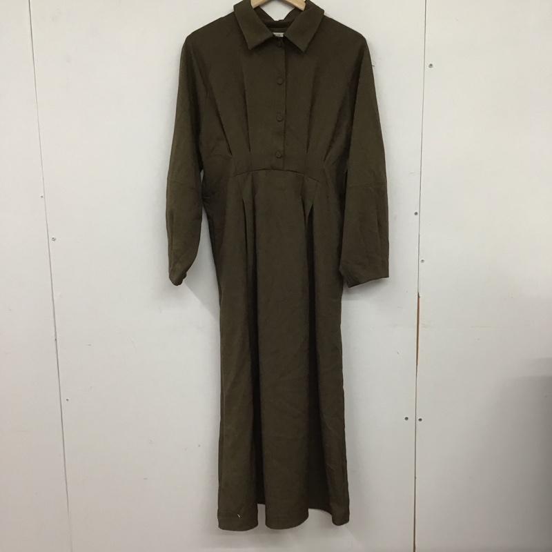 オルン OLUN ワンピース ロングスカート 138261-126-002 ウエストタックコクーンワンピース 長袖 FREE 無地 茶 / ブラウン / brown レディース USED 古着 中古 10154942