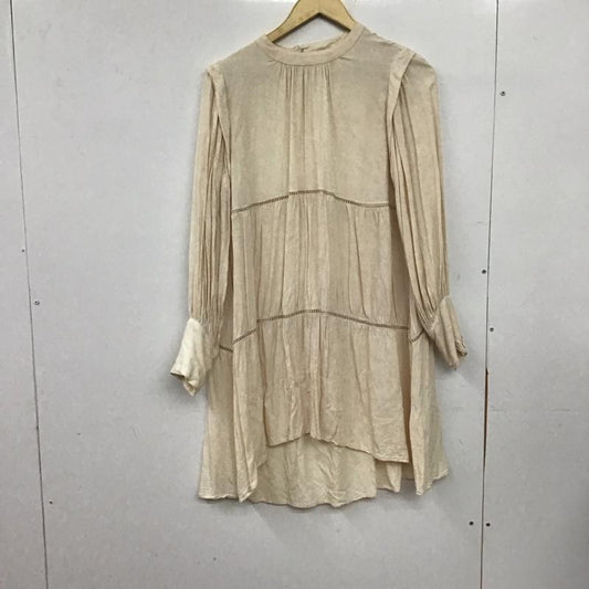 ジーナシス JEANASIS ワンピース ひざ丈スカート JS071302MW ティアードフレアチュニック 長袖 FREE 総柄 桃 / ピンク / pink レディース USED 古着 中古 10154952