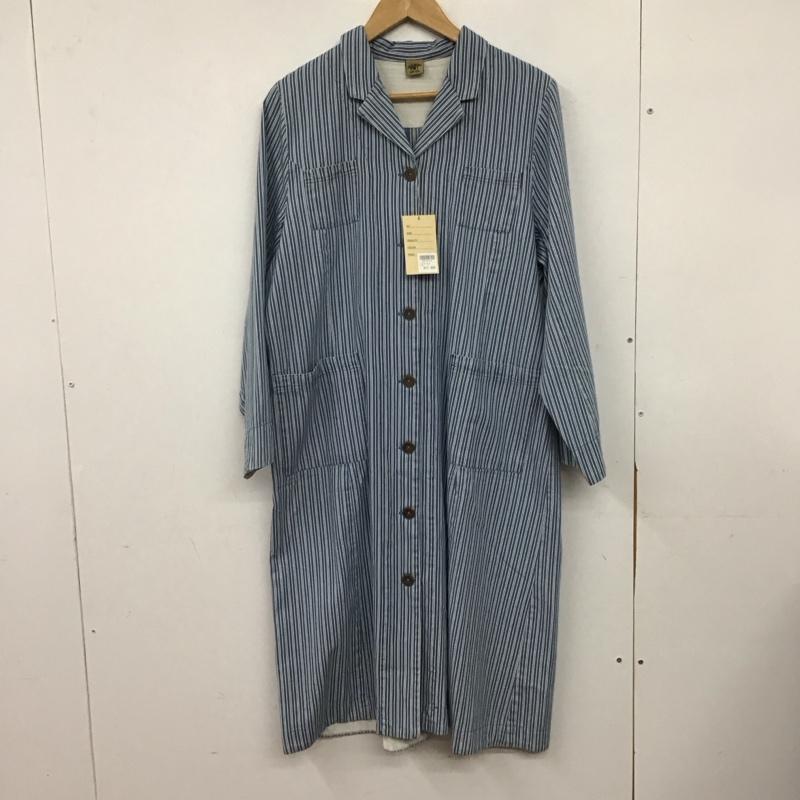 マライカ MALAIKA ジャケット、上着 ジャケット、ブレザー GIBL324H ヒッコリーコート ロング丈 GA-ON タグ付き ストライプ 青 / ブルー / blue X 白 / ホワイト / white レディース USED 古着 中古 10154954