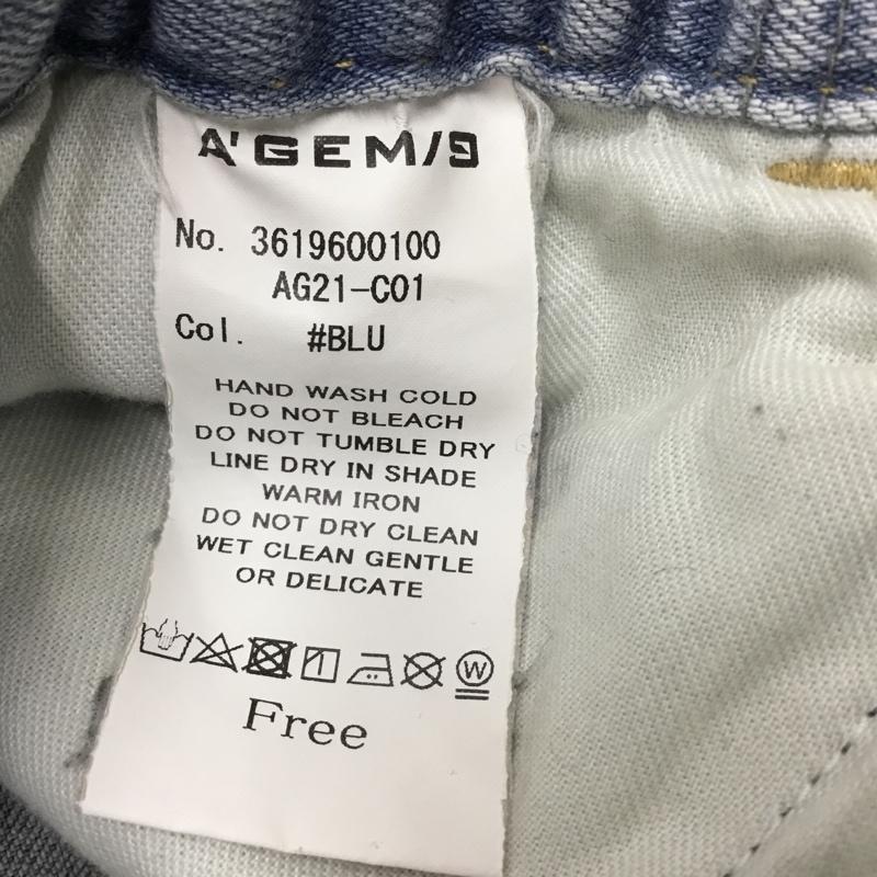 エージェムナイン A GEM/9 パンツ デニム、ジーンズ AG21-C01 FREE 無地 水色 / ライトブルー / レディース USED 古着 中古 10154958