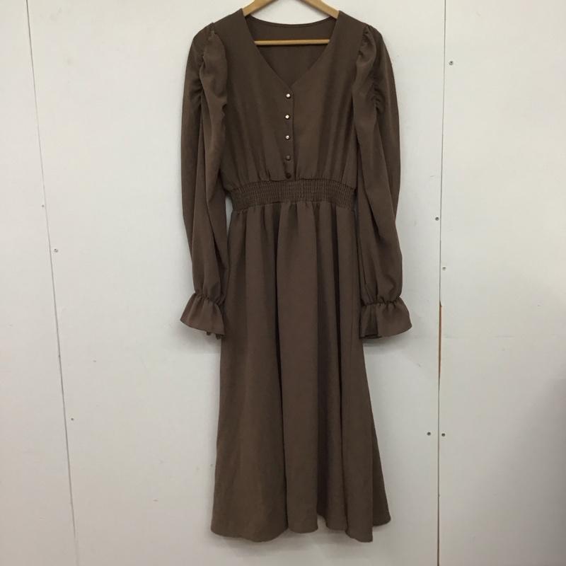 ムルーア MURUA ワンピース ロングスカート 122150311701-01 長袖 FREE 無地 茶 / ブラウン / brown レディース USED 古着 中古 10154973