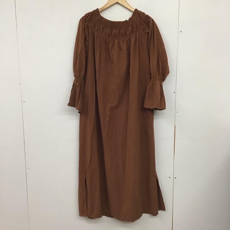 アナザーエディション Another Edition ワンピース ロングスカート 5626-199-2952 シャーリング 長袖 無地 茶 / ブラウン / brown レディース USED 古着 中古 10154978