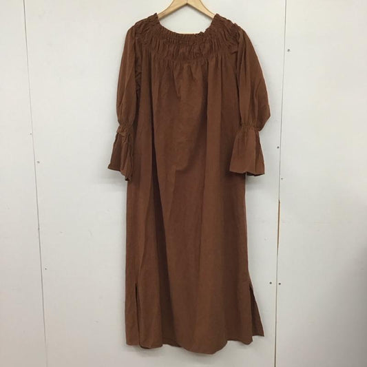 アナザーエディション Another Edition ワンピース ロングスカート 5626-199-2952 シャーリング 長袖 無地 茶 / ブラウン / brown レディース USED 古着 中古 10154978