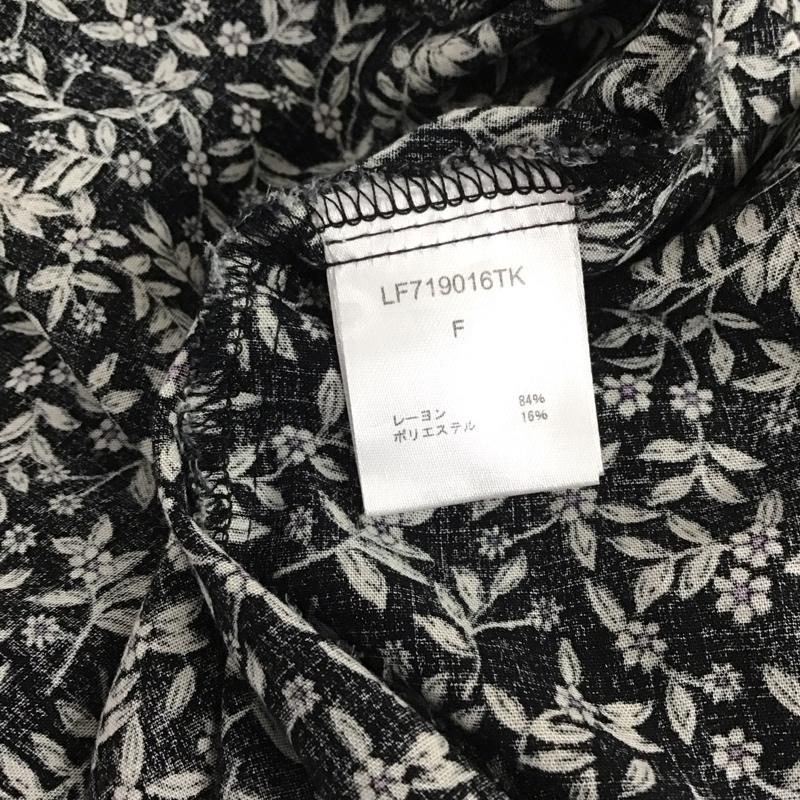 ローリーズファーム LOWRYS FARM ワンピース ロングスカート LF719016TK オープンカラーシャツワンピース 長袖 FREE 花柄 黒 / ブラック / black レディース USED 古着 中古 10154980