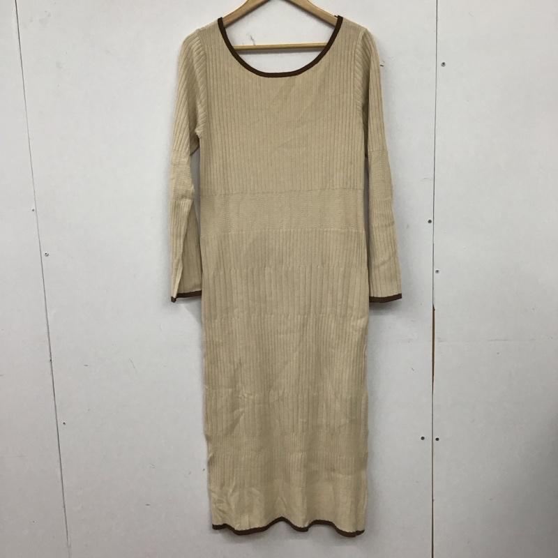 カスタネ Kastane ワンピース ロングスカート KAZ1092206A0009 カシュクールパイピングリブニットワンピース 前後着 2WAY タグ付き FREE 無地 アイボリー / アイボリー / X 茶 / ブラウン / brown レディース USED 古着 中古 10154982