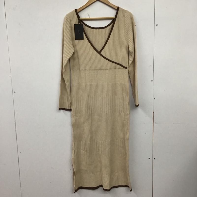 カスタネ Kastane ワンピース ロングスカート KAZ1092206A0009 カシュクールパイピングリブニットワンピース 前後着 2WAY タグ付き FREE 無地 アイボリー / アイボリー / X 茶 / ブラウン / brown レディース USED 古着 中古 10154982