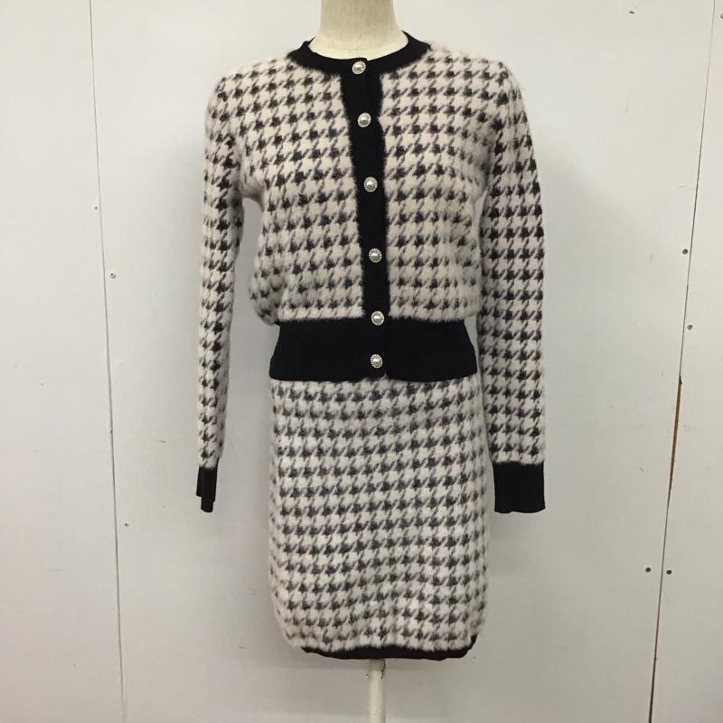 ゲス Guess セットアップ セットアップ W4RR19 Z3DA0 ウール混カーディガン タイトスカート S 千鳥格子 黒 / ブラック / black X 桃 / ピンク / pink レディース USED 古着 中古 10155001