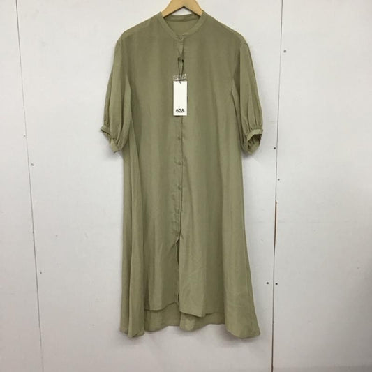 アズールバイマウジー AZUL BY MOUSSY ワンピース ロングスカート 250EST33-601E ヘムフレアシャツワンピース バンドカラー タグ付き S 無地 薄緑 / ライトグリーン / レディース USED 古着 中古 10155016