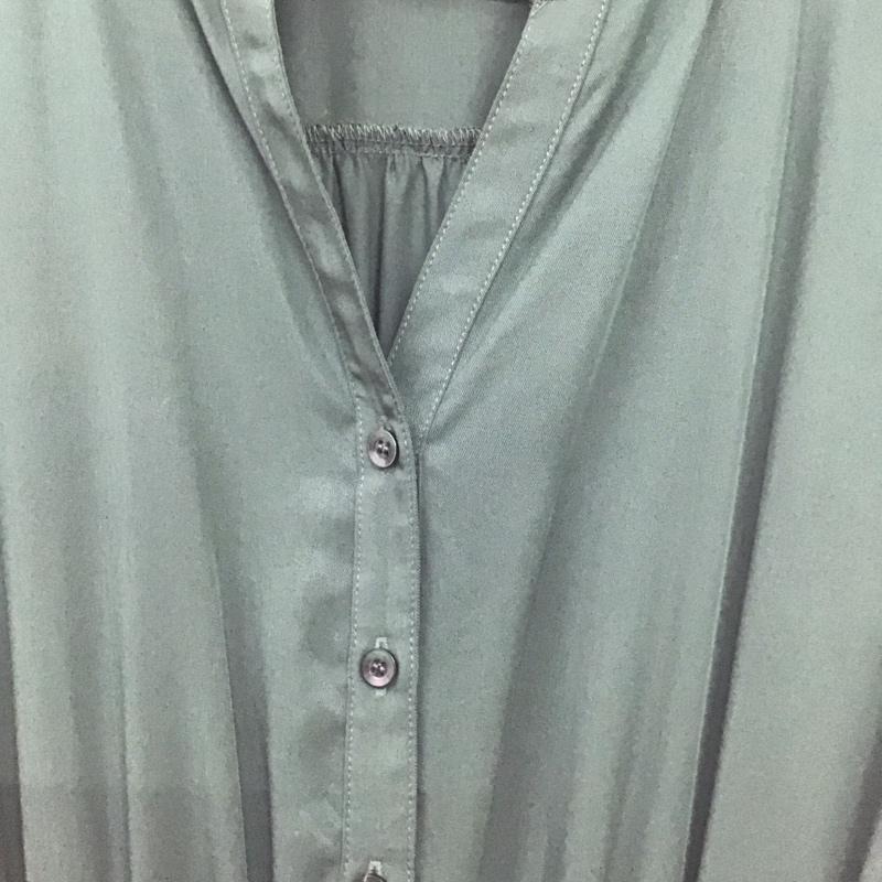 ナチュラルビューティーベーシック NATURAL BEAUTY BASIC ワンピース ロングスカート 017-7240735 フレンチスリーブ S 無地 緑 / グリーン / green レディース USED 古着 中古 10155019