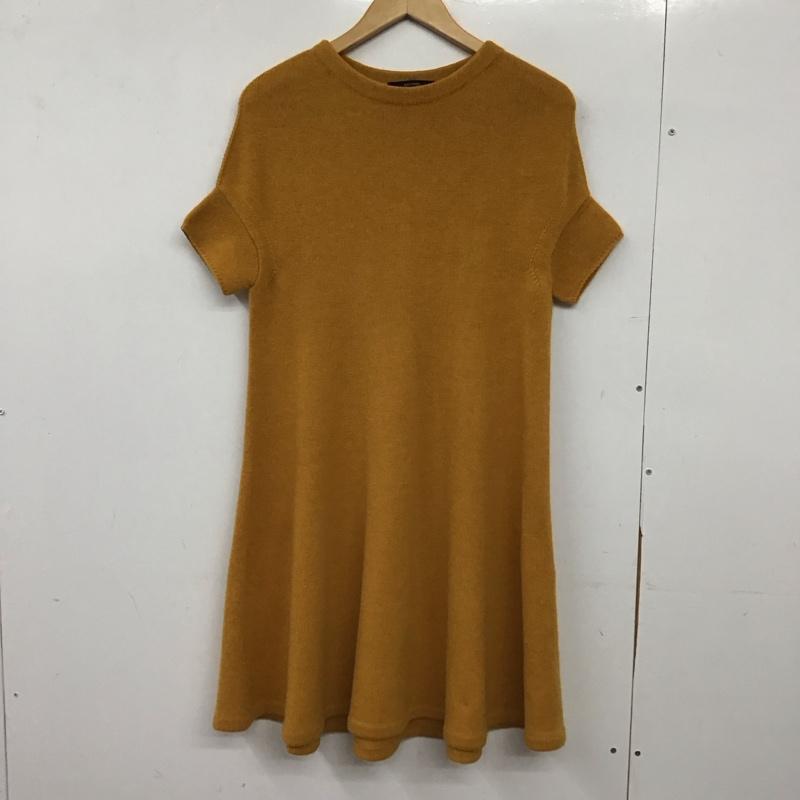 マカフィー MACPHEE ワンピース ひざ丈スカート 12-06-24-06202 ニットワンピース 半袖 38 無地 黄 / イエロー / yellow レディース USED 古着 中古 10155021