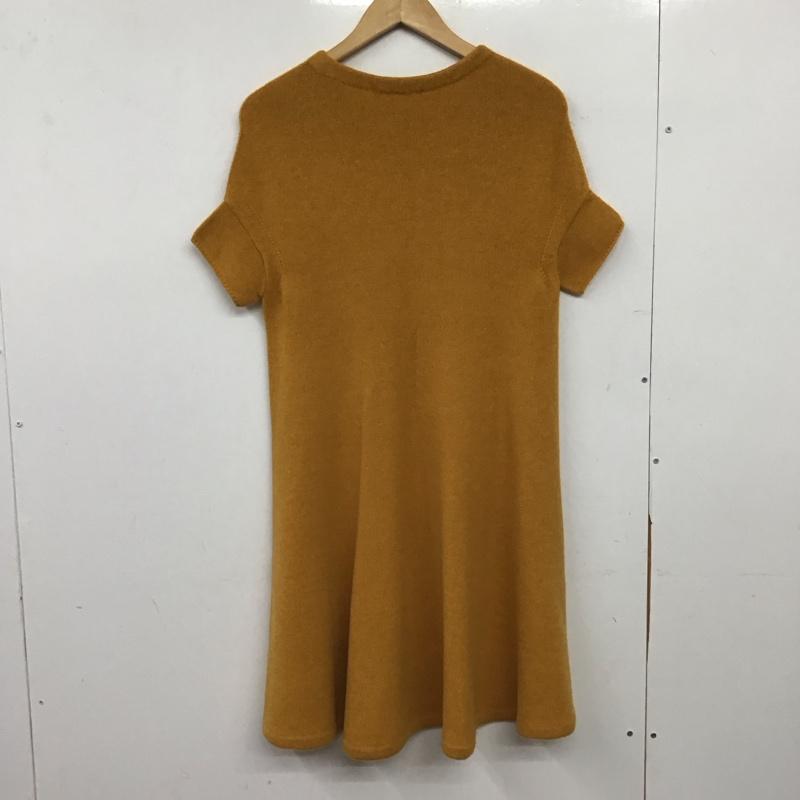 マカフィー MACPHEE ワンピース ひざ丈スカート 12-06-24-06202 ニットワンピース 半袖 38 無地 黄 / イエロー / yellow レディース USED 古着 中古 10155021