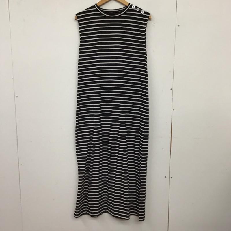 オリーブデオリーブ OLIVE des OLIVE ワンピース ロングスカート ノースリーブワンピース 裾スリット M ボーダー柄 黒 / ブラック / black X 白 / ホワイト / white レディース USED 古着 中古 10155026