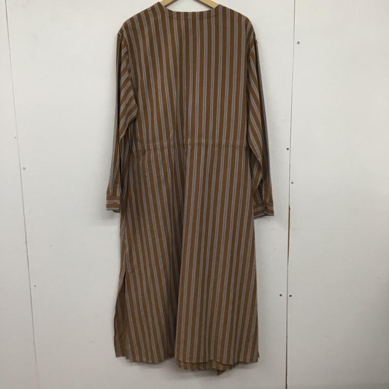 ニコアンド niko and... ワンピース ロングスカート S212NH19SM カシュクール風 長袖 L ストライプ 茶 / ブラウン / brown X 水色 / ライトブルー / レディース USED 古着 中古 10155035