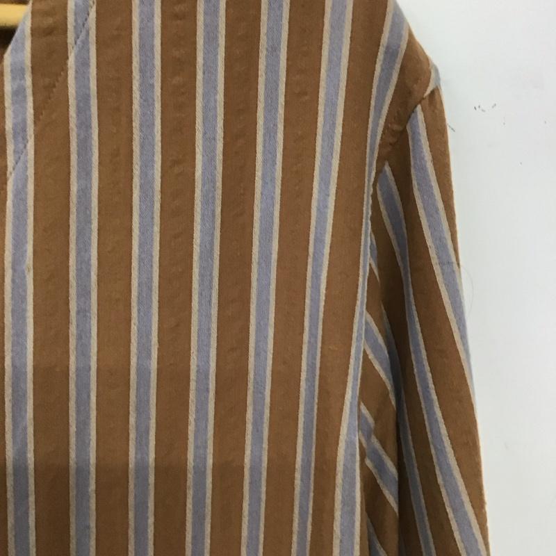 ニコアンド niko and... ワンピース ロングスカート S212NH19SM カシュクール風 長袖 L ストライプ 茶 / ブラウン / brown X 水色 / ライトブルー / レディース USED 古着 中古 10155035