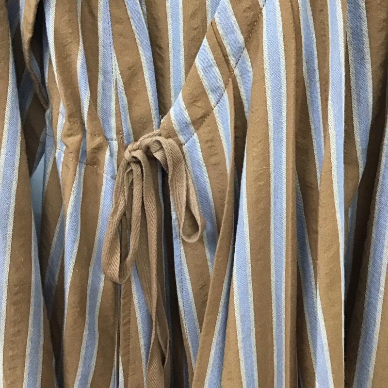 ニコアンド niko and... ワンピース ロングスカート S212NH19SM カシュクール風 長袖 L ストライプ 茶 / ブラウン / brown X 水色 / ライトブルー / レディース USED 古着 中古 10155035