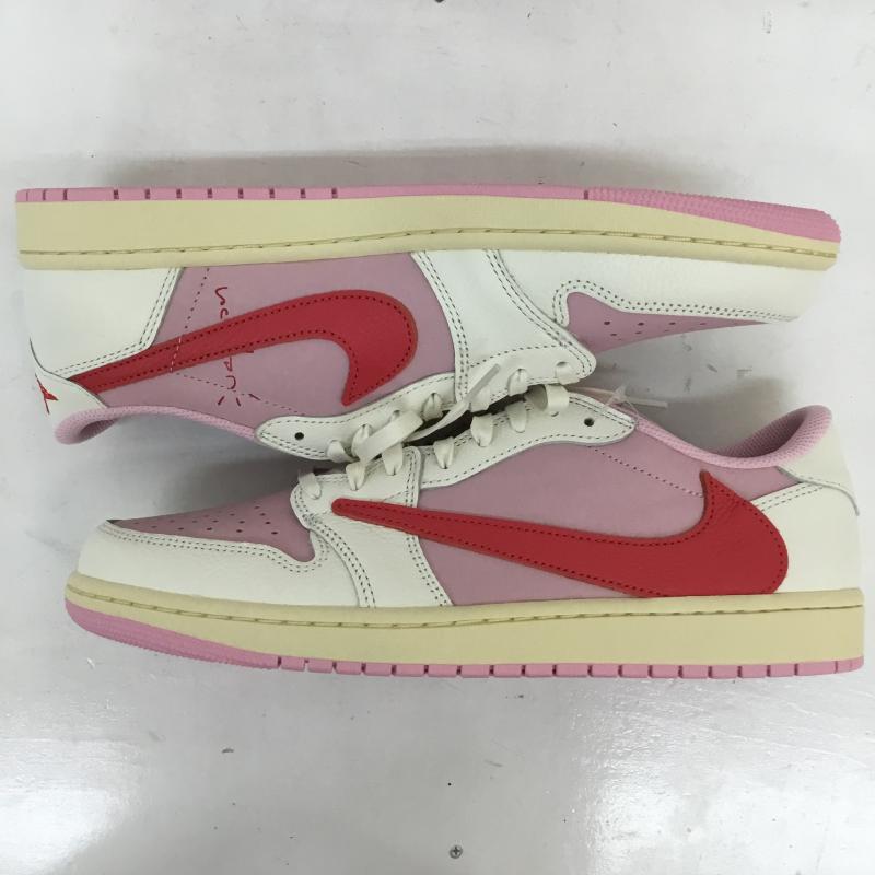 ナイキ NIKE スニーカー スニーカー NIKE ナイキ IQ7604-101 Travis Scott x エアジョーダン 1 レトロ Low OG Sail Tropical Pink 29.5cm ロゴ、文字 桃 / ピンク / pink X 白 / ホワイト / white メンズ USED 古着 中古 10155048