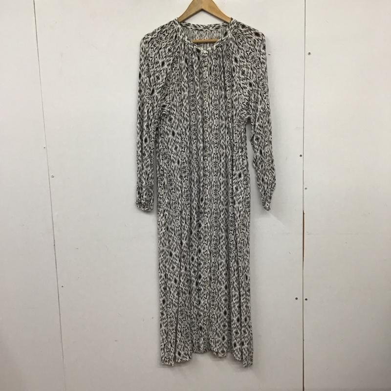 レプシィム LEPSIM ワンピース ロングスカート LPS90363AD シャツワンピース 長袖 バンドカラー FREE 総柄 白 / ホワイト / white X 黒 / ブラック / black レディース USED 古着 中古 10155060