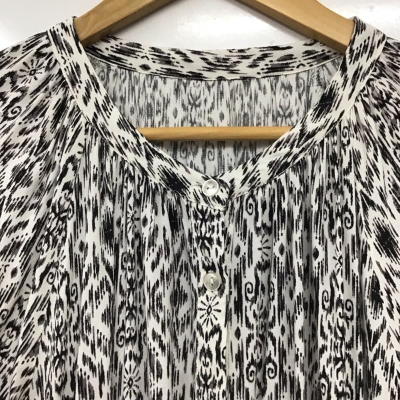レプシィム LEPSIM ワンピース ロングスカート LPS90363AD シャツワンピース 長袖 バンドカラー FREE 総柄 白 / ホワイト / white X 黒 / ブラック / black レディース USED 古着 中古 10155060