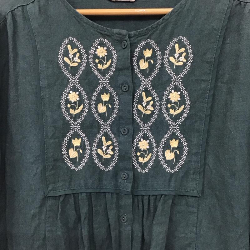 サマンサモスモス Samansa Mos2 シャツ、ブラウス 長袖 FREE 無地 X 刺繍 薄緑 / ライトグリーン / レディース USED 古着 中古 10155065