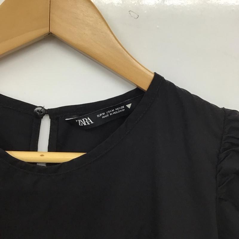 ザラ ZARA ワンピース ロングスカート 8342 302 800 パフスリーブ ティアードワンピース 半袖 M 無地 黒 / ブラック / black レディース USED 古着 中古 10155072