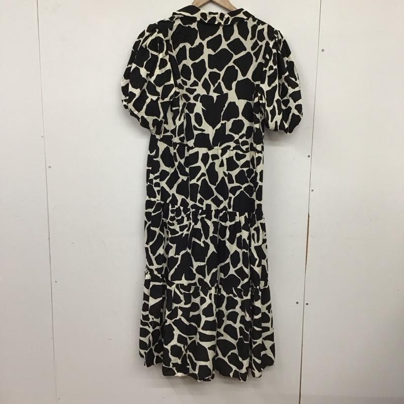 ザラ ZARA ワンピース ロングスカート 2427 250 093 スキッパーシャツワンピース 半袖 L アニマル柄 白 / ホワイト / white X 黒 / ブラック / black レディース USED 古着 中古 10155076
