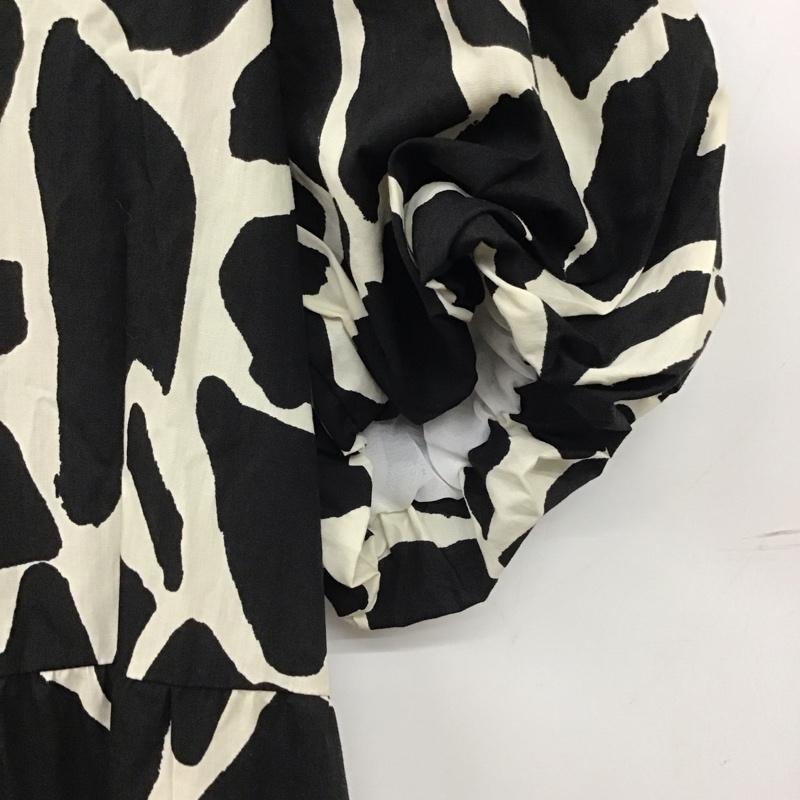 ザラ ZARA ワンピース ロングスカート 2427 250 093 スキッパーシャツワンピース 半袖 L アニマル柄 白 / ホワイト / white X 黒 / ブラック / black レディース USED 古着 中古 10155076