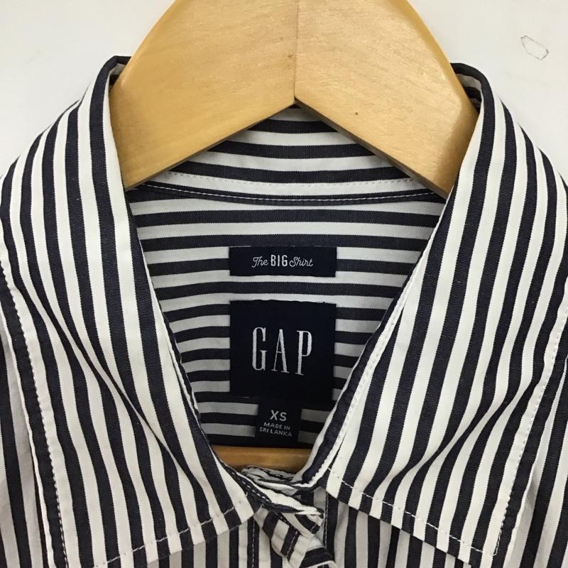 ギャップ GAP シャツ、ブラウス 長袖 XS ストライプ 白 / ホワイト / white X 紺 / ネイビー / navy レディース USED 古着 中古 10155077