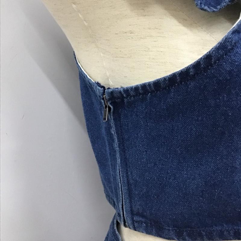 ローリーズファーム LOWRYS FARM セットアップ セットアップ LF623036AD デニムビスチェ デニムパンツ 裾フリル LF523026AD FREE 無地 青 / ブルー / blue レディース USED 古着 中古 10155085