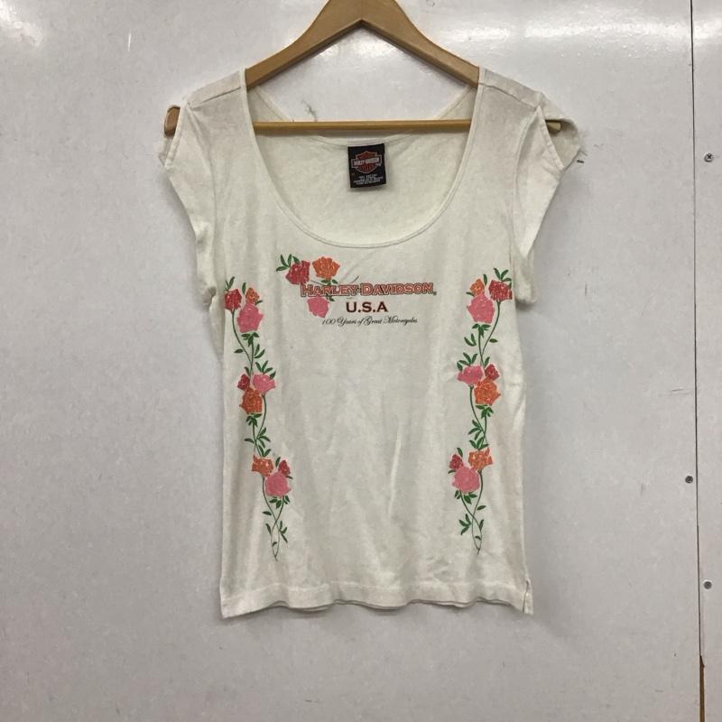 ハーレーダビッドソン Harley-Davidson カットソー 半袖 M プリント 白 / ホワイト / white レディース USED 古着 中古 10155089
