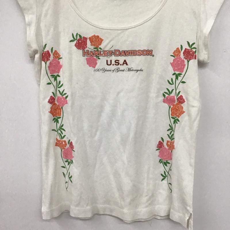ハーレーダビッドソン Harley-Davidson カットソー 半袖 M プリント 白 / ホワイト / white レディース USED 古着 中古 10155089
