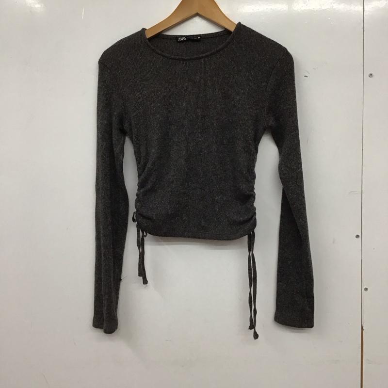 ザラ ZARA カットソー 長袖 S 無地 チャコールグレー / チャコールグレー / レディース USED 古着 中古 10155097
